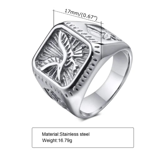 Eagle Signet Ring - Stainless Steel Gold Men's Ring (One)