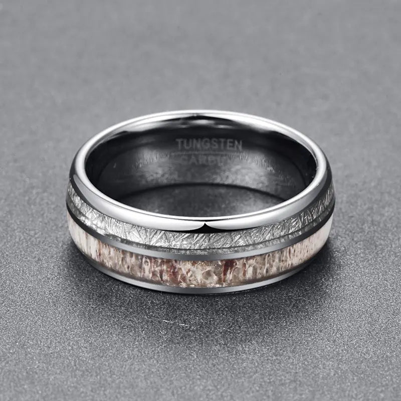 Tungsten Carbide Men's Ring with Antler Design