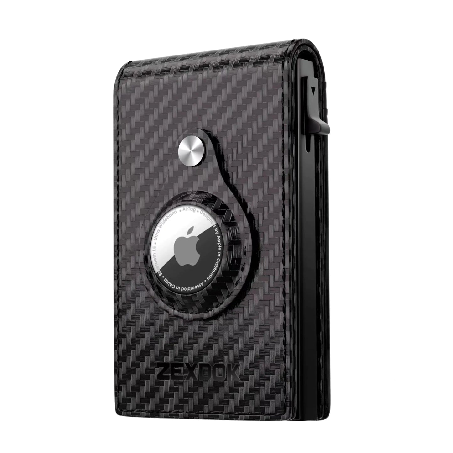 Airtag Wallet RFID Blocking Minimalist Leather Wallet Ultra-Thin Leather Airtag Wallet with Smart Pop-Up Card Holder (Carbon Black)…