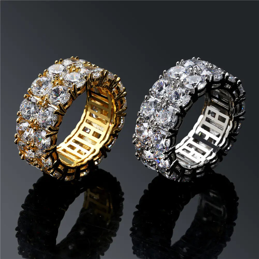 New Hip Hop Men's Ring with Double Row Zircon Stones