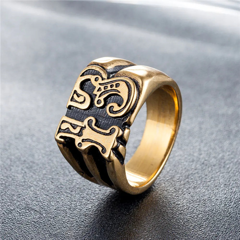 Personalized Retro Titanium Steel Men's Ring