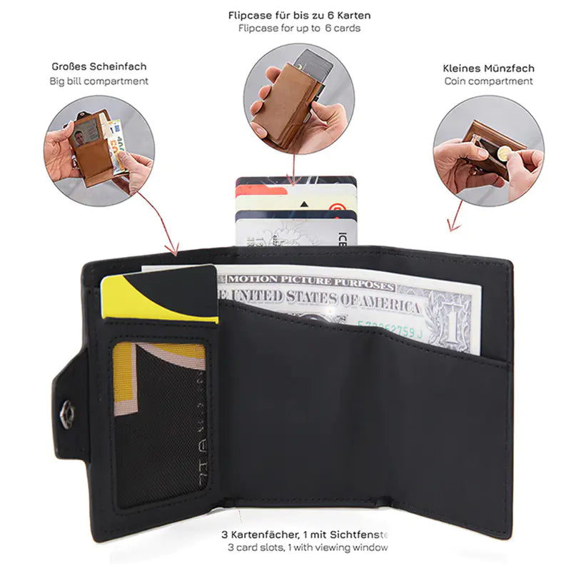 Slim Carbon Fiber Men's Wallet with Coin Pocket and ID Case