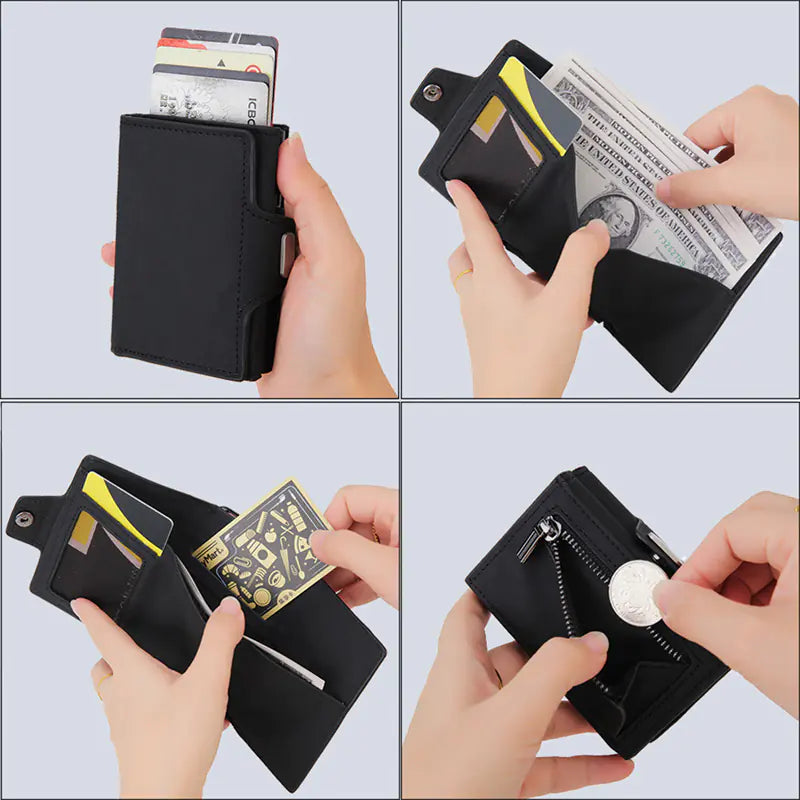 Slim Carbon Fiber Men's Wallet with Coin Pocket and ID Case