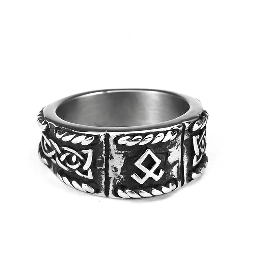 Titanium Steel Viking Text Retro Men's Ring