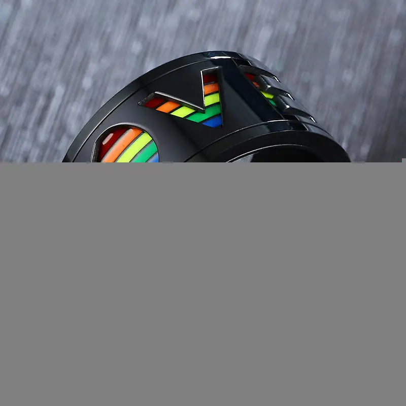 Rainbow Stainless Steel Men's Ring with Rotating LOVE
