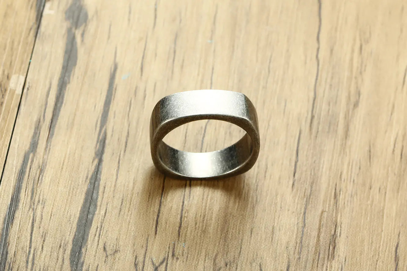 7MM Titanium Steel Vintage Gray Men's Ring