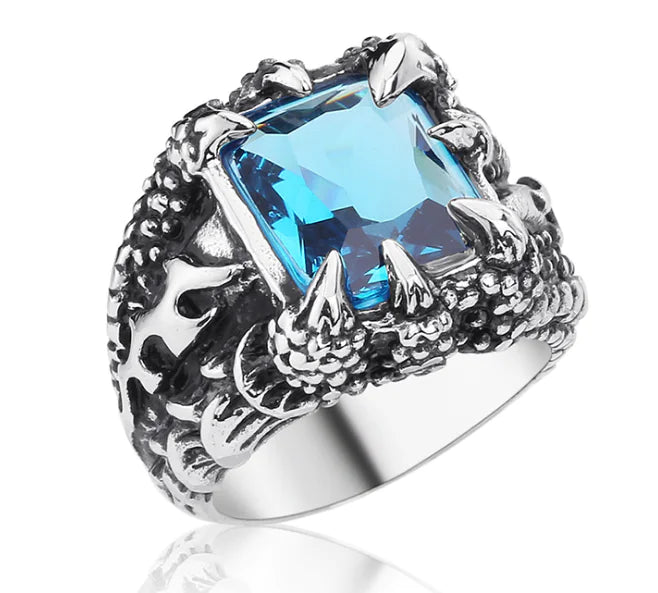 Sapphire Stainless Steel Men's Ring in Titanium Design