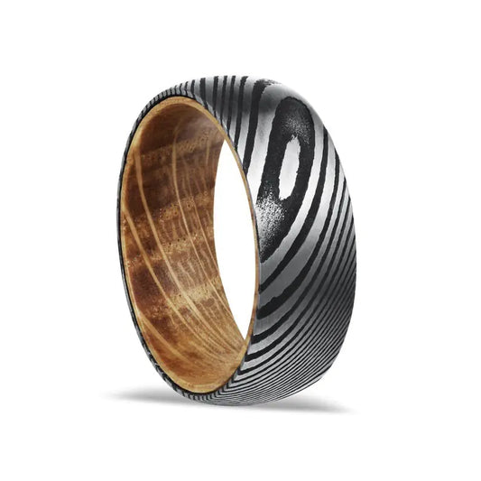 Grey Ceramic Men's Ring with Deer Antler Design