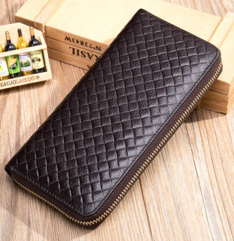 Men's Casual Fashion Genuine Leather Woven Wallet