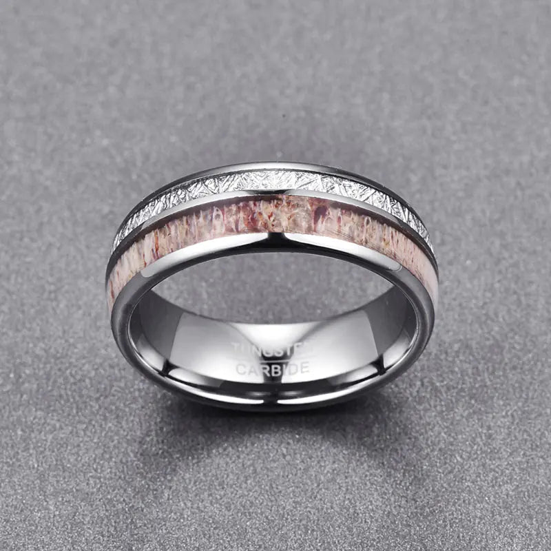 Tungsten Carbide Men's Ring with Antler Design