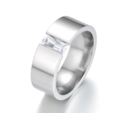 8mm Wide Brushed Tungsten Steel Men's Ring