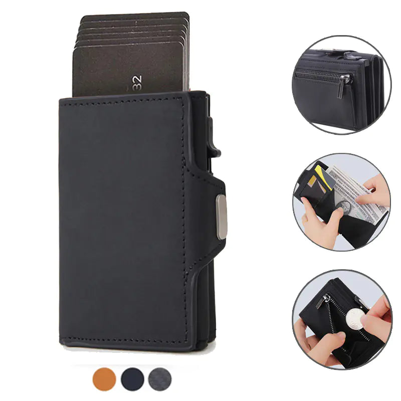 Slim Carbon Fiber Men's Wallet with Coin Pocket and ID Case