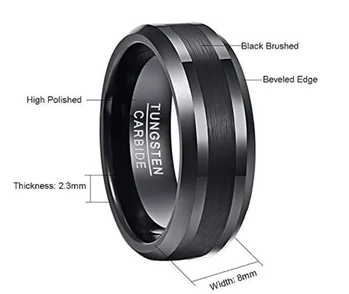 Men's Black Tungsten Ring