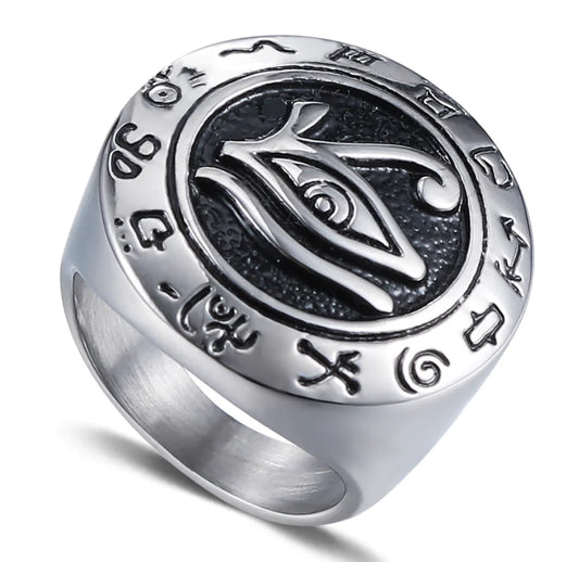 Horus Eye Ring - Vintage Men's Stainless Steel Ring