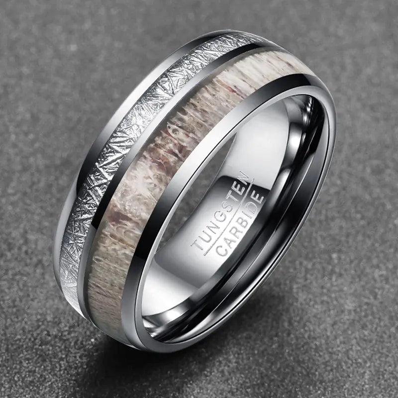 Tungsten Carbide Men's Ring with Antler Design