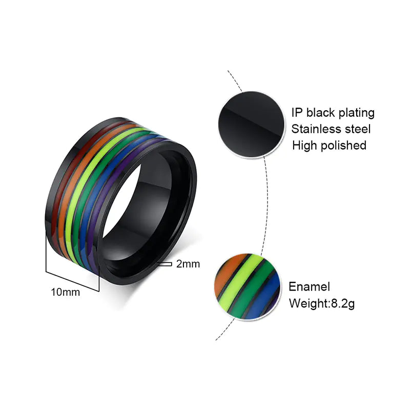 Rainbow Stainless Steel Men's Ring with Rotating LOVE