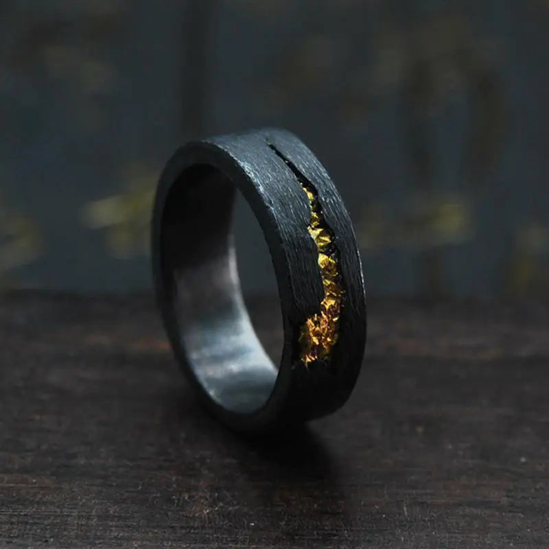Black Gold Men's Single Drawing Ring