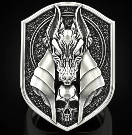 Retro Hu Lang Head Gold Plated Men's Ring 18K