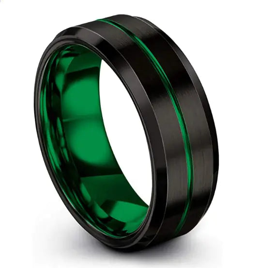 Men's Brushed Polished Titanium Steel Ring
