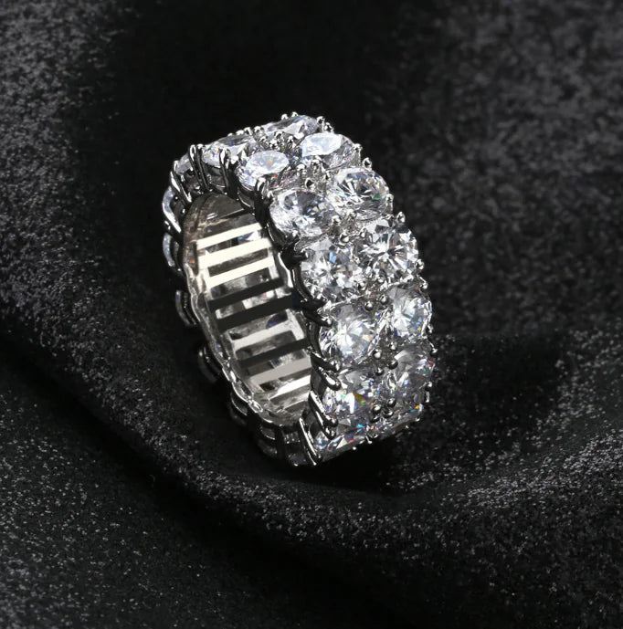 New Hip Hop Men's Ring with Double Row Zircon Stones