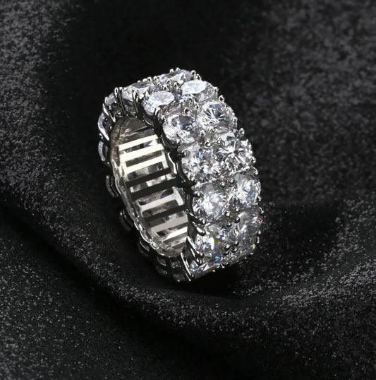 New Hip Hop Men's Ring with Double Row Zircon Stones