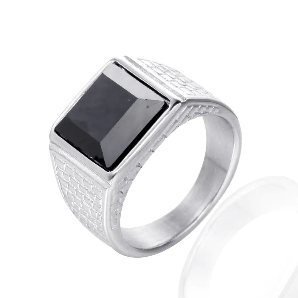 Wholesale Men's Ring - Black Stainless Steel with Gold