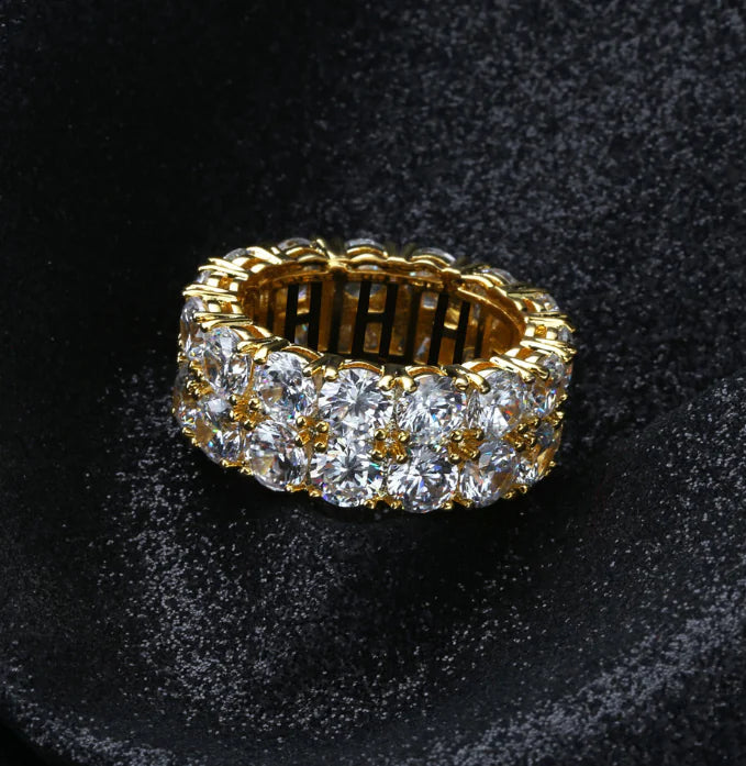New Hip Hop Men's Ring with Double Row Zircon Stones