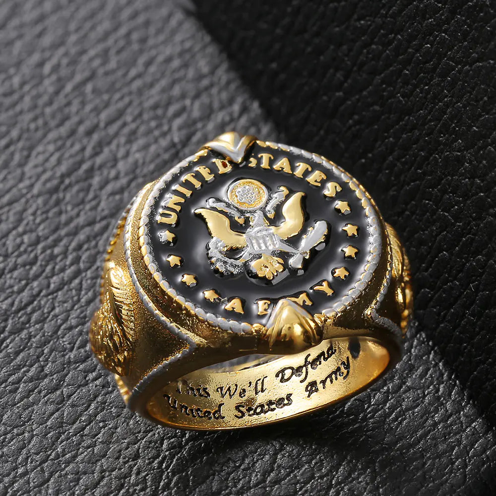 Two-tone Men's Ring with American Federal Army Badge