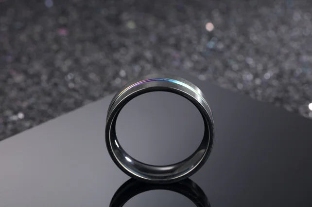 Titanium Steel Men's Ring with Rainbow Finish
