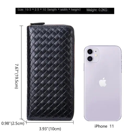 Men's Casual Fashion Genuine Leather Woven Wallet