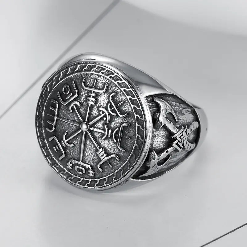 Vintage Viking Totem Ring - Stainless Steel Men's Ring