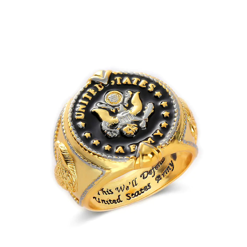 Two-tone Men's Ring with American Federal Army Badge