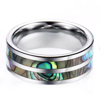 Wugang Shell Ring - Men's Decorative Ring with Shell Inlay