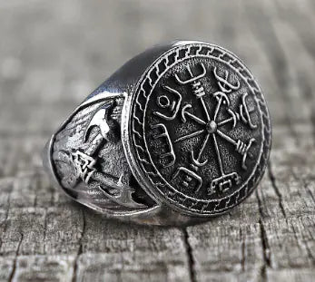 Vintage Viking Totem Ring - Stainless Steel Men's Ring