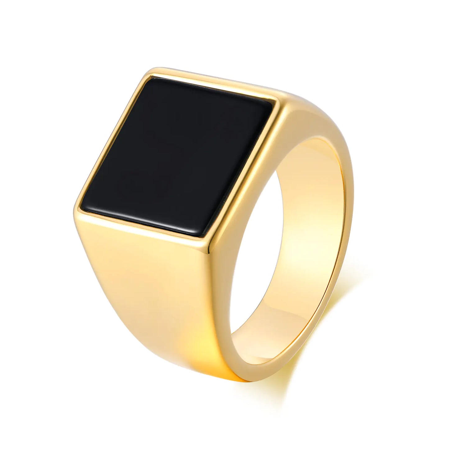 Quanxi Stainless Steel Epoxy Geometric Men's Ring