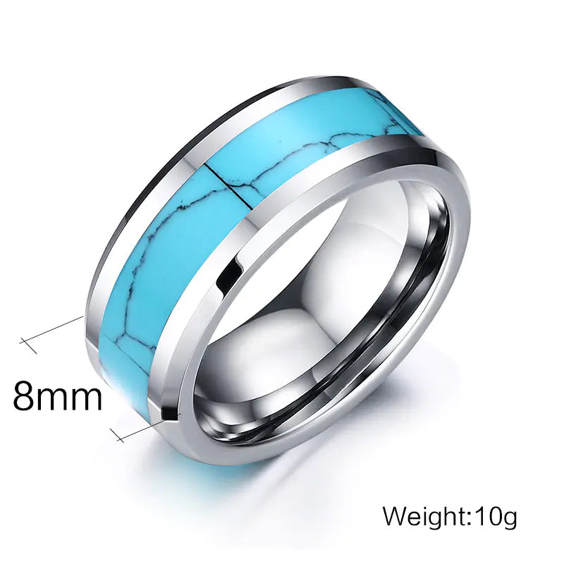 Turquoise Inlay Tungsten Ring
