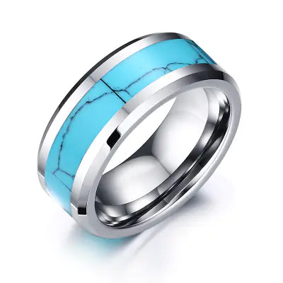 Turquoise Inlay Tungsten Ring