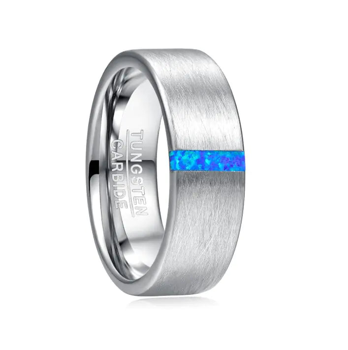 8mm Wide Brushed Tungsten Steel Men's Ring