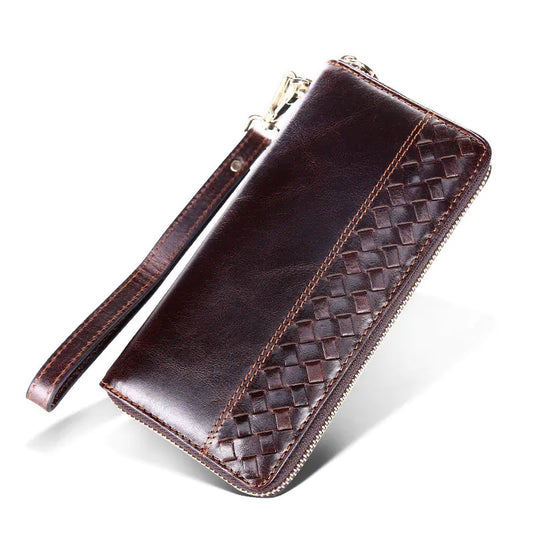 Men's Casual Fashion Genuine Leather Woven Wallet