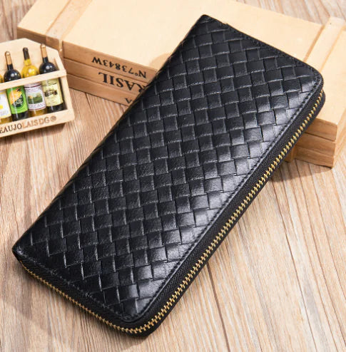 Men's Casual Fashion Genuine Leather Woven Wallet