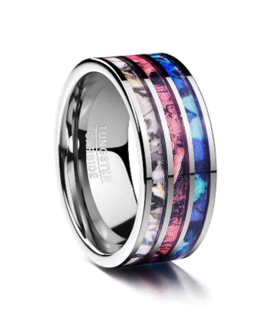 Colorful Tungsten Carbide Ring, 10MM Men's Fashion Ring