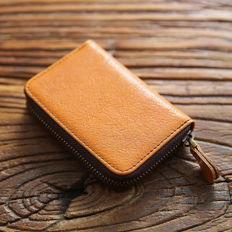 Men’s Genuine Leather Zipper Wallet - Large Capacity
