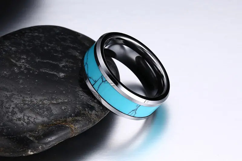 Turquoise Inlay Tungsten Ring