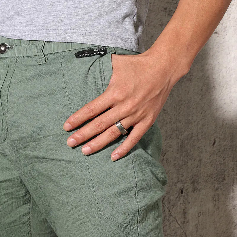 7MM Titanium Steel Vintage Gray Men's Ring