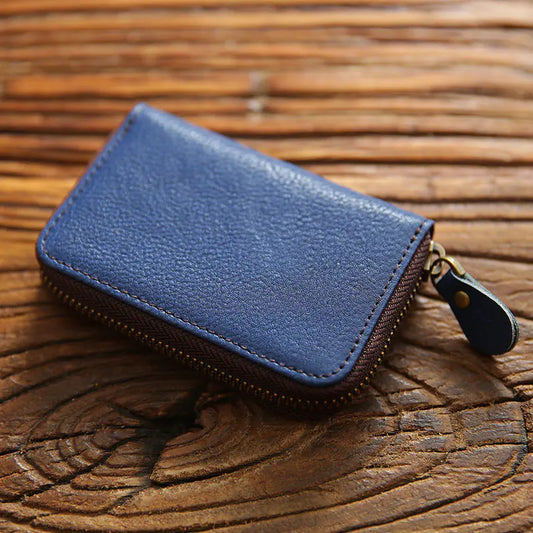 Men’s Genuine Leather Zipper Wallet - Large Capacity