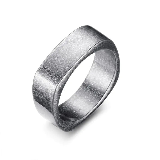 7MM Titanium Steel Vintage Gray Men's Ring