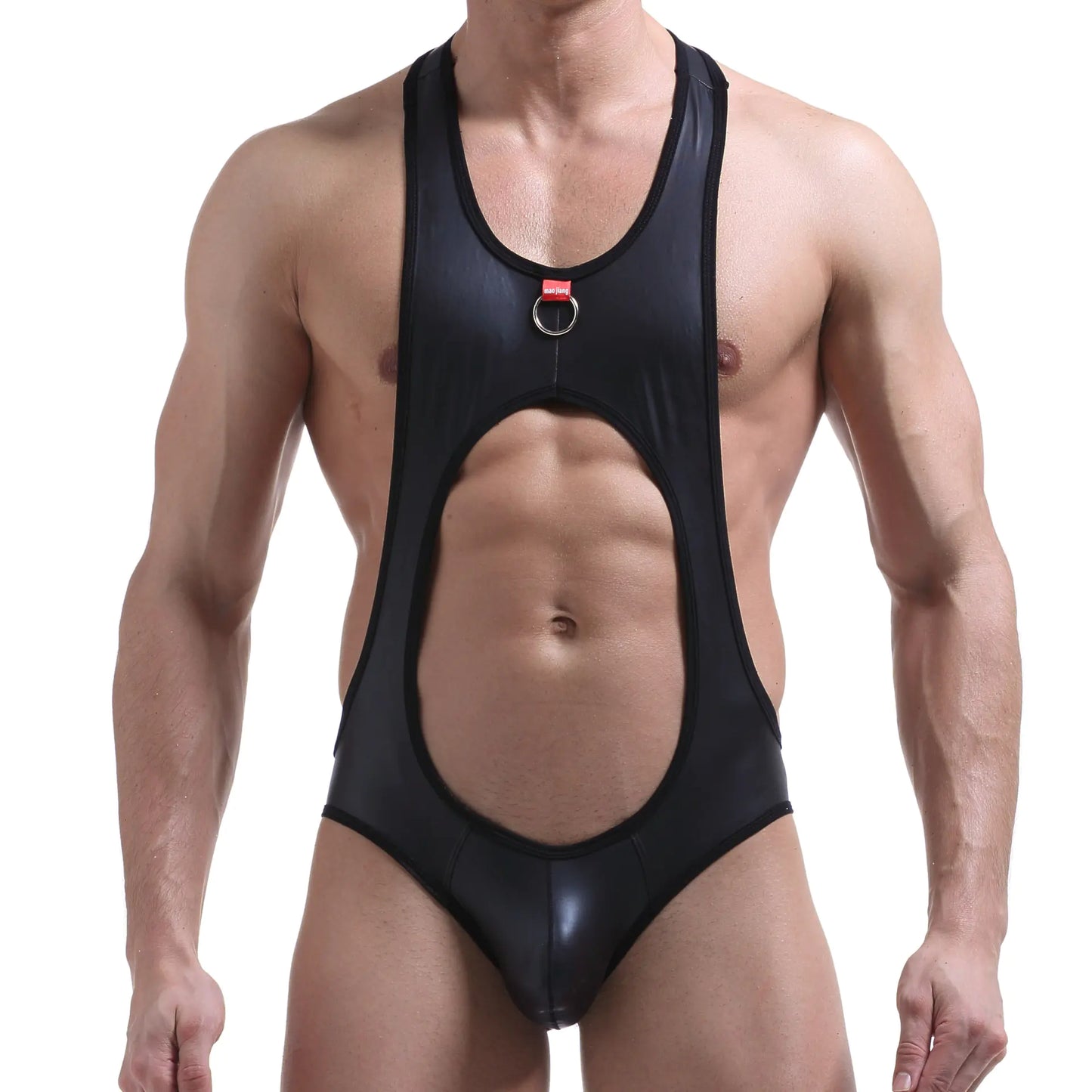 Leather Strap Wrestling Outfit with Men's Underwear