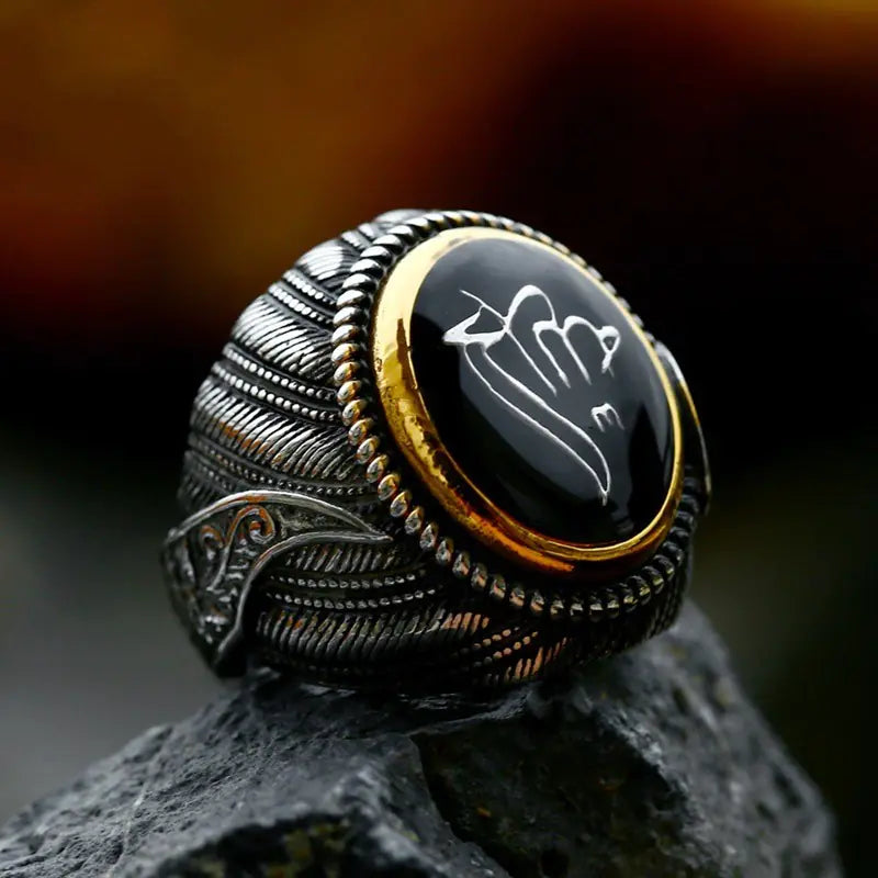 Retro Personalized Men's Ring in Stainless Steel