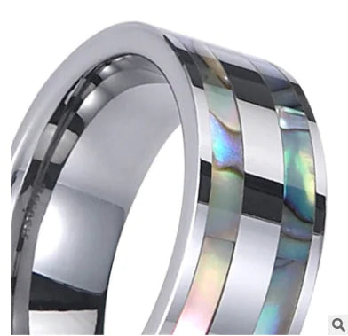 Wugang Shell Ring - Men's Decorative Ring with Shell Inlay