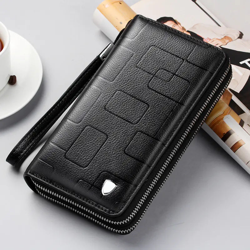 2023 Trendy Men's Wallet with Dual Zippers, Leather